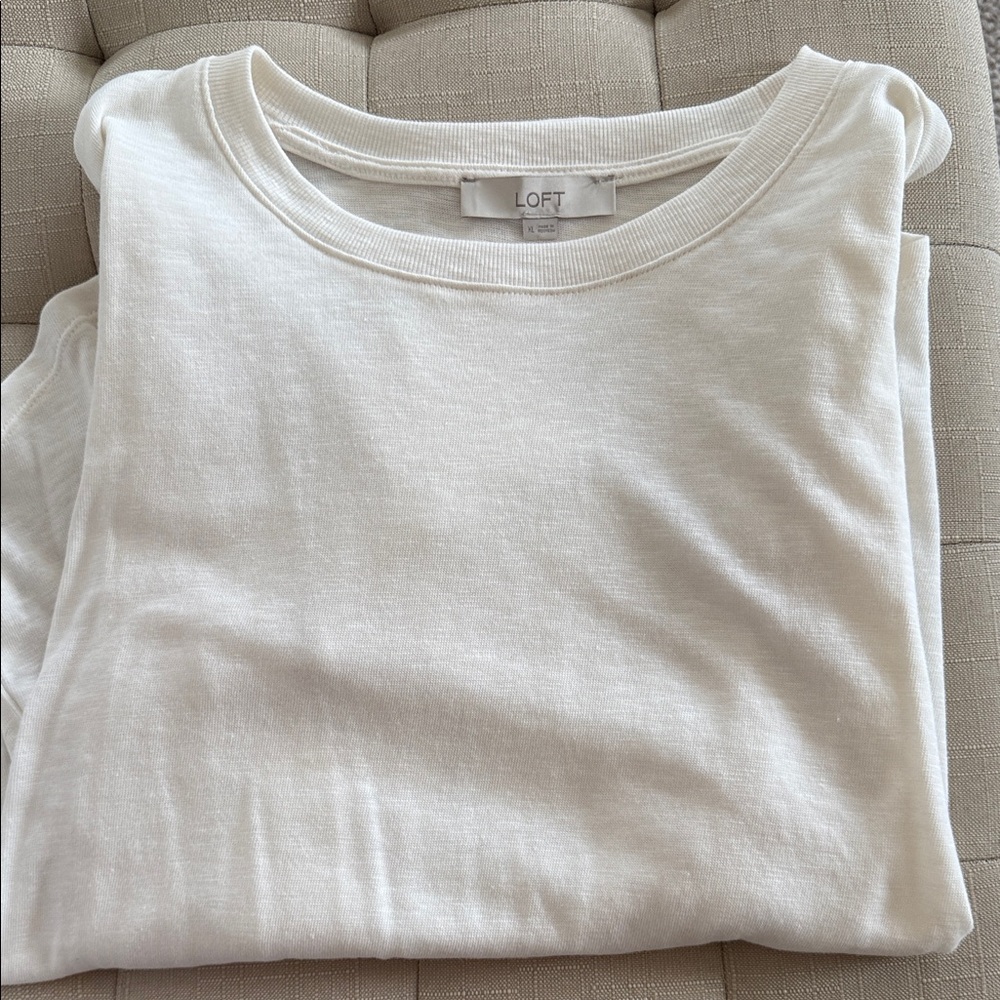 LOFT Cream Long Sleeve Top